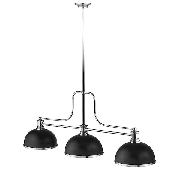 Melange 3 Light Chandelier, Chrome & Matte Black